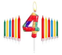 Bougies d'anniversaire de blocs de bâtiment, Décorations 4e d'anniversaire de filles garçons, numéro 4 bougie pour gâteau,pixel bougies à thème de blocs de bâtiment de pour les fournitures de fête