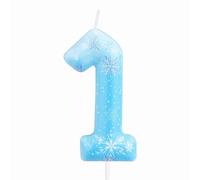 Bougies d'anniversaire de flocon de neige bleu,Bougie congelée numéro 1 pour gâteau,1er Décora d'anniversaire de filles garçons,Bougie congelée pour gâteau de flocon de neige de fête d'anniversaire
