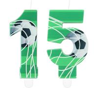Bougies d'anniversaire de football,Garçons 15ème anniversaire Décorations,Bougie de football numéro 15 pour gâteau,Soccer Décorations de fête à thème pour garçons hommes Célébrations d'anniversaire