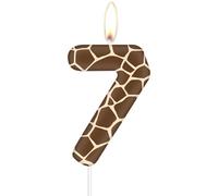 Bougies d'anniversaire de girafe numéro 7 pour gâteau,7e Bougies d'anniversaire,7e Décor d'anniversaire de fille garçon, girafe gâteau topper pour fête d'anniversaire à thème d'animal de la jungle