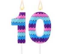 Bougies d'Anniversaire de Jeu Vidéo, Bougie Numérotée Vibrante sur le Thème du Jeu Décoration de Gâteau Bleu-Violet pour Garçons Enfants Fournitures Décoration Fête d'Anniversaire (Numéro 10)