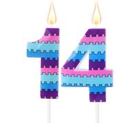 Bougies d'Anniversaire de Jeu Vidéo, Bougie Numérotée Vibrante sur le Thème du Jeu Décoration de Gâteau Bleu-Violet pour Garçons Enfants Fournitures Décoration Fête d'Anniversaire (Numéro 14)