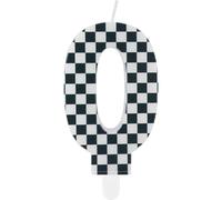 Bougies d'anniversaire de voitures de course,anniversaire décoration pour garçon,Noir blanc numéro 0 bougies pour gâteau,Décor à thème de voitures de course pour filles garçons fête d'anniversaire