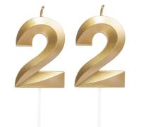 Bougies d'anniversaire en forme de chiffre 22 - Décoration de gâteau 3D - Pour fête d'anniversaire, mariage, fête d'entreprise, décoration de gâteau d'anniversaire - Numéro 22
