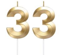 Bougies d'anniversaire en forme de chiffre 33 - Décoration de gâteau 3D - Pour fête d'anniversaire, mariage, fête d'entreprise, décoration de gâteau d'anniversaire - Numéro 33
