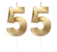 Bougies d'anniversaire en forme de chiffre 55, décoration de gâteau 3D, décoration de gâteau pour fête d'anniversaire, mariage, fête d'entreprise, décoration de gâteau d'anniversaire numéro 55
