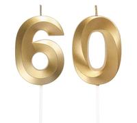 Bougies d'anniversaire en forme de chiffre 60 - Décoration de gâteau 3D - Pour fête d'anniversaire, mariage, fête d'entreprise, décoration de gâteau d'anniversaire - Numéro 60