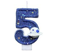 Bougies D'anniversaire En Forme De Chiffre, Bleues En Forme De Planète Spatiale, 0, 1, 2, 3, 4, 5, 6, 7, 8, 9 Décoration De Gâteau Bougies D'anniversaire Pour Gâteau