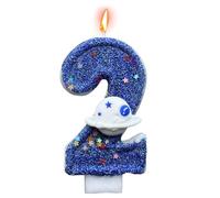 Bougies D'anniversaire En Forme De Chiffre, Bleues En Forme De Planète Spatiale, 0, 1, 2, 3, 4, 5, 6, 7, 8, 9 Décoration De Gâteau Bougies D'anniversaire Pour Gâteau