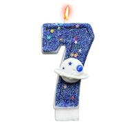 Bougies D'anniversaire En Forme De Chiffre, Bleues En Forme De Planète Spatiale, 0, 1, 2, 3, 4, 5, 6, 7, 8, 9 Décoration De Gâteau Bougies D'anniversaire Pour Gâteau