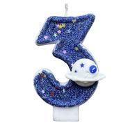 Bougies D'anniversaire En Forme De Chiffre, Bleues En Forme De Planète Spatiale, 0, 1, 2, 3, 4, 5, 6, 7, 8, 9 Décoration De Gâteau Bougies D'anniversaire Pour Gâteau