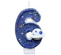 Bougies D'anniversaire En Forme De Chiffre, Bleues En Forme De Planète Spatiale, 0, 1, 2, 3, 4, 5, 6, 7, 8, 9 Décoration De Gâteau Bougies D'anniversaire Pour Gâteau