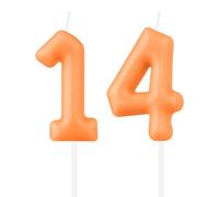 Bougies d'anniversaire en forme de chiffre macaron pour 14e anniversaire - Bougie orange macaron pour gâteau - Bougies macaron pour 14e anniversaire - Fournitures de fête
