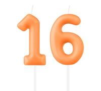 Bougies d'anniversaire en forme de chiffre macaron pour 16e anniversaire - Bougie orange macaron pour gâteau - Bougies de gâteau pour filles et garçons - Décorations de fête pour 16e anniversaire