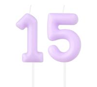 Bougies d'anniversaire en forme de chiffre macaron, violet pastel pour 15e anniversaire, bougie pour gâteau, bougies macarons pour filles et garçons, décorations de 15e anniversaire