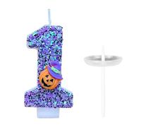 Bougies d'anniversaire en forme de citrouilles d'Halloween en forme de chiffre 1 - Thème imprimé citrouilles d'Halloween - Bougies d'anniversaire - Chiffres - Décoration de gâteau d'anniversaire pour