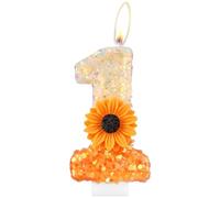 Bougies d'anniversaire en forme de marguerite orange, bougie de premier anniversaire en forme de fleur d'orange, bougies en forme de chiffre 1 pour gâteaux, décorations de fête d'anniversaire pour