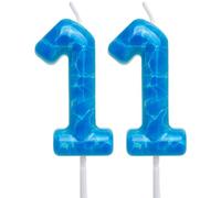 Bougies d'anniversaire en forme de vagues sur le thème de l'océan bleu pour 11e anniversaire - Décoration de gâteau pour fête sur le thème de la mer, plage, piscine