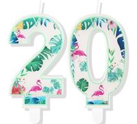 Bougies d'anniversaire Flamant Rose 20 ans, Bougies Numéro 20 Flamant Rose pour Gâteau, Décorations de Gâteau Flamant Rose Hawaïen, Décorations de Gâteau d'anniversaire sur le Thème du Flamant Rose