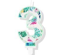 Bougies d'Anniversaire Flamant Rose 3 ans - Numéro 3 et Décorations de Gâteau Hawaïennes - Décorations de Gâteau d'Anniversaire à Thème pour Garçons, Filles et Fêtes d'Enfants