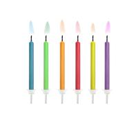 Bougies d'anniversaire flammes colorées 6.5cm, 6 pièces