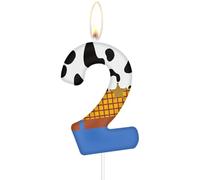 Bougies d'anniversaire jouets numéro 2 pour gâteau, bougies de cowboys pour 2e anniversaire, décorations de fête sur le thème de l'histoire bleue,2e décorations de gâteau pour filles et garçons