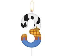 Bougies d'anniversaire jouets numéro 3 pour gâteau, bougies de cowboys pour 3e anniversaire, décorations de fête sur le thème de l'histoire bleue,3e décorations de gâteau pour filles et garçons