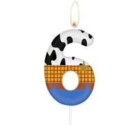 Bougies d'anniversaire jouets numéro 6 pour gâteau, bougies de cowboys pour 6e anniversaire, décorations de fête sur le thème de l'histoire bleue,6e décorations de gâteau pour filles et garçons