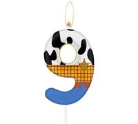 Bougies d'anniversaire jouets numéro 9 pour gâteau, bougies de cowboys pour 9e anniversaire, décorations de fête sur le thème de l'histoire bleue,9e décorations de gâteau pour filles et garçons