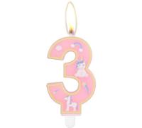 Bougies d'anniversaire licorne joyeux anniversaire, décorations de fête de gâteau d'anniversaire, bougies d'anniversaire licorne rose mignonnes numéro 3 pour fête d'anniversaire à thème