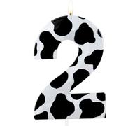 Bougies d'anniversaire métalliques 3D en forme de vache, bougie numéro 2 du zoo, bougie d'anniversaire heureuse pour le 2e anniversaire de gâteau, décorations de gâteau en forme d'animaux de ferme