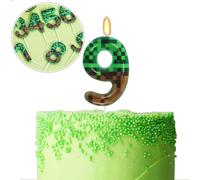Bougies d'anniversaire Minero, bougies décoratives pour gâteau, pour fête sur le thème des pixels, fête d'anniversaire, fournitures de fête sur le thème des jeux vidéo pour garçons style-age 8