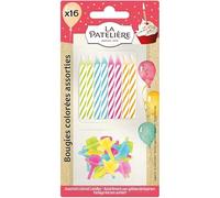 Bougies d'anniversaire multi-color,16 bougies