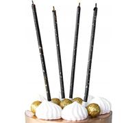 Bougies D'anniversaire Noires Et Dorées Pour La Décoration D'une Fête D'anniversaire 8 Pcs