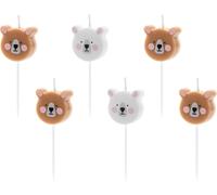 Bougies d'anniversaire Nounours 3cm brun blanc