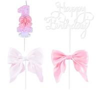 Bougies d'anniversaire Numéro 1, 3D Rose Bougie Chiffre 1, Papillon Decoration Gateau Anniversaire, Topper Happy Birthday, Bougies Gâteau Topper Decoration pour Fête Mariage Remise Diplôme