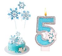 Bougies d'anniversaire Numéro 5, Bougie Anniversaire Reine des Neiges, Bougies en Forme de Flocon de Neige pour Gâteau Fille, Thème de la Reine des neiges, Décorations de Gâteau Topper pour Filles