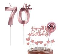 Bougies d'anniversaire numéro 70, décoration de gâteau 70e anniversaire, bougie d'anniversaire pour 70e anniversaire, décoration de gâteau pour garçons, filles, hommes et femmes (or rose 70)