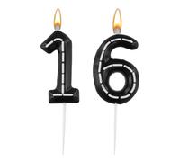 Bougies d'Anniversaire Numéro de Thème de Course, 6x3,7cm Bougies de Gateau Anniversaire Bougie Numérique à Carreaux Noirs et Blancs pour les Fournitures de Fête de Décoration (Numéro 16)