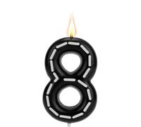 Bougies d'Anniversaire Numérotées, Bougies d'Anniversaire à Chiffres Noirs et Blancs Décoration de Gâteau Sur Le Thème Des Voitures de Course pour Anniversaire Mariage (Numéro 8)
