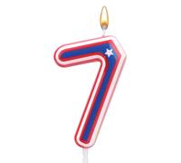 Bougies d'Anniversaire Numérotées, Dessin Animé Rouge Blanc Bleu 0-9 Décoration de Gâteau d'Anniversaire Numérotées Bougies d'Anniversaire Américaines pour Anniversaires et Fêtes (Numéro 7)