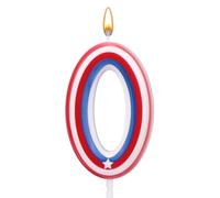 Bougies d'Anniversaire Numérotées, Dessin Animé Rouge Blanc Bleu 0-9 Décoration de Gâteau d'Anniversaire Numérotées Bougies d'Anniversaire Américaines pour Anniversaires et Fêtes (Numéro 0)