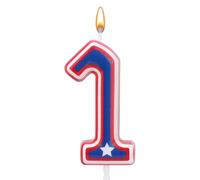 Bougies d'Anniversaire Numérotées, Dessin Animé Rouge Blanc Bleu 0-9 Décoration de Gâteau d'Anniversaire Numérotées Bougies d'Anniversaire Américaines pour Anniversaires et Fêtes (Numéro 1)