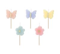 Bougies d'anniversaire Papillons 3,5cm Multicolores Pastel 5pcs