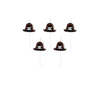 Bougies d'anniversaire pirates décoration de gâteau 5 pièces noir-blanc-rouge 2 cm