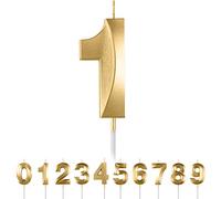 Bougies d'anniversaire pour 1er anniversaire - Numéros 1 - Bougies d'anniversaire dorées pour gâteau - Bougies de gâteau en forme de diamant 3D - Décorations pour fête d'anniversaire, mariage