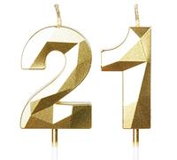 Bougies d'anniversaire pour 21e anniversaire, bougie numéro 21, bougies dorées, bougie d'anniversaire pour gâteau, bougies d'anniversaire, décorations de gâteau pour fête d'anniversaire, mariage