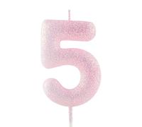 Bougies d'anniversaire pour 5 ans - Bougie numéro 5 rose pailletée - Décoration de gâteau lumineuse - Bougie d'anniversaire pour filles, garçons, femmes - Fournitures de fête pour anniversaires