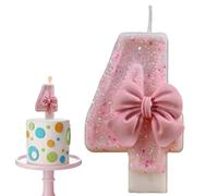 Bougies d'anniversaire pour gâteau - Bougie numéro d'anniversaire avec nœud rose | Décoration de fête élégante, bougies numériques parfaites pour célébrer les anniversaires et les événements spéciaux