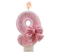 Bougies d'anniversaire pour gâteau - Bougie numéro d'anniversaire avec nœud rose | Décoration de fête élégante, bougies numériques parfaites pour célébrer les anniversaires et les événements spéciaux